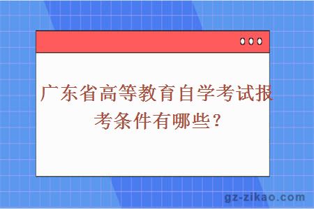 广东省高等教育自学考试报考条件有哪些？