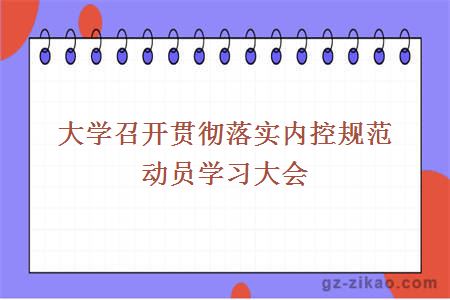 大学召开贯彻落实内控规范动员学习大会