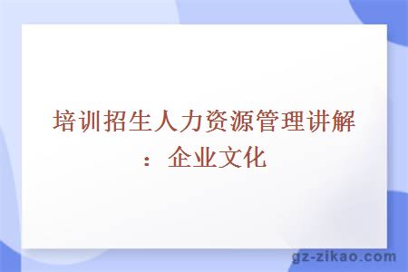 培训招生人力资源管理讲解：企业文化