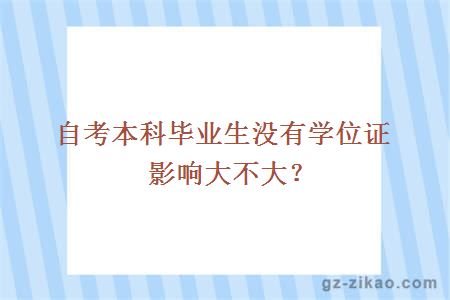 自考本科毕业生没有学位证影响大不大？