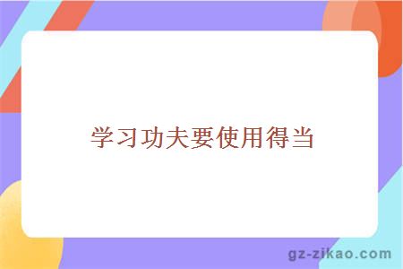 学习功夫要使用得当