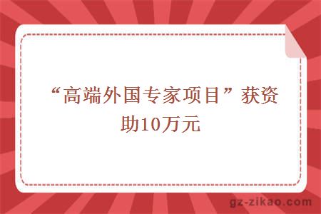 “高端外国专家项目”获资助10万元