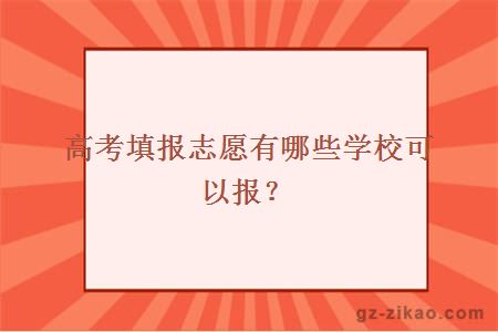 高考填报志愿有哪些学校可以报？