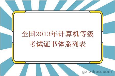 全国2013年计算机等级考试证书体系列表