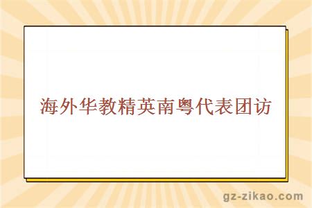海外华教精英南粤代表团访