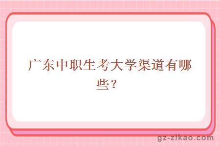 广东中职生考大学渠道有哪些？