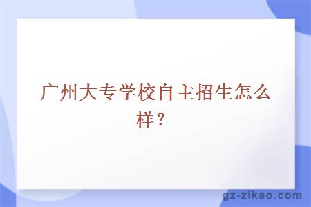 广州大专学校自主招生怎么样？