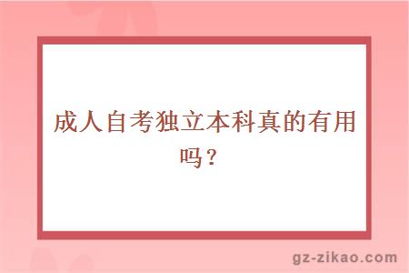 成人自考独立本科真的有用吗？