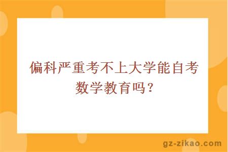 偏科严重考不上大学能自考数学教育吗？