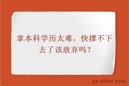 拿本科学历太难，快撑不下去了该放弃吗？