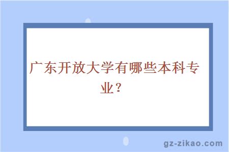 广东开放大学有哪些本科专业？