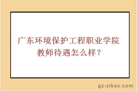 广东环境保护工程职业学院教师待遇怎么样？