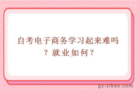 自考电子商务学习起来难吗？就业如何？