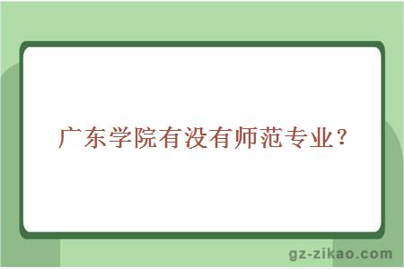 广东学院有没有师范专业？