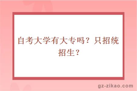 自考大学有大专吗？只招统招生？