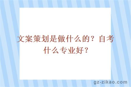 文案策划是做什么的？自考什么专业好？