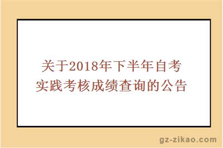 关于2018年下半年自考实践考核成绩查询的公告