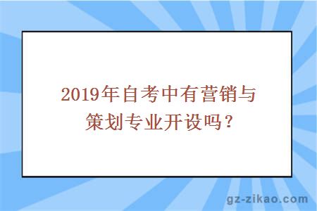 2019年自考中有营销与策划专业开设吗？