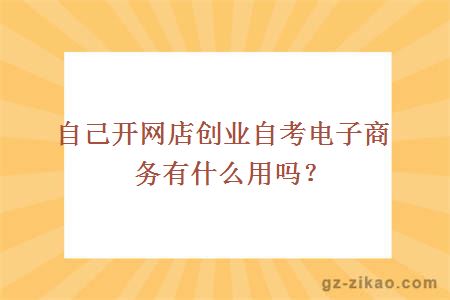 自己开网店创业自考电子商务有什么用吗？