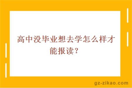 高中没毕业想去学怎么样才能报读？