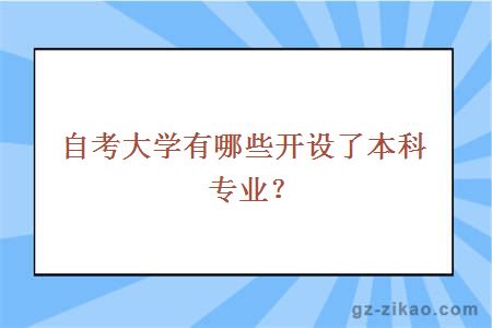 自考大学有哪些开设了本科专业？