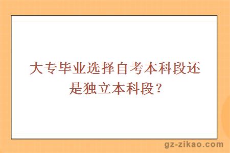 大专毕业选择自考本科段还是独立本科段？