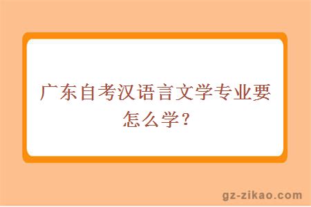 广东自考汉语言文学专业要怎么学？