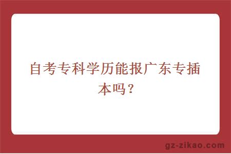 自考专科学历能报广东专插本吗？