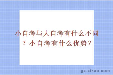 小自考与大自考有什么不同？小自考有什么优势？