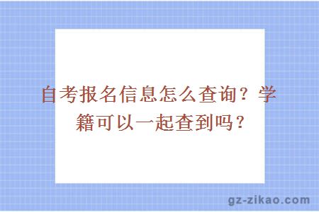 自考报名信息怎么查询？学籍可以一起查到吗？