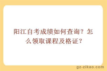 阳江自考成绩如何查询？怎么领取课程及格证？