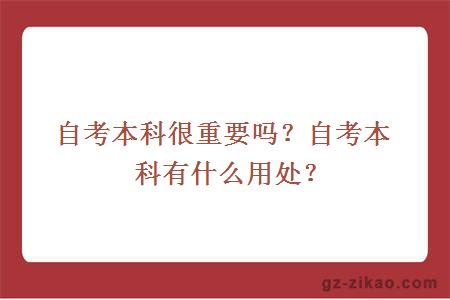 自考本科很重要吗？自考本科有什么用处？
