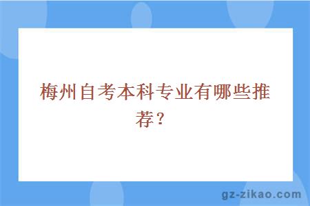 梅州自考本科专业有哪些推荐？