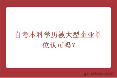 自考本科学历被大型企业单位认可吗？