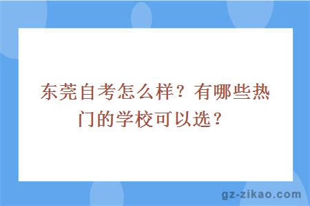 东莞自考怎么样？有哪些热门的学校可以选？