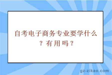 自考电子商务专业要学什么？有用吗？