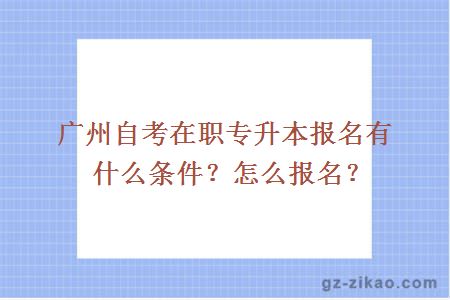 广州自考在职专升本报名有什么条件？怎么报名？