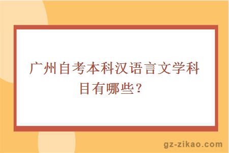 广州自考本科汉语言文学科目有哪些？