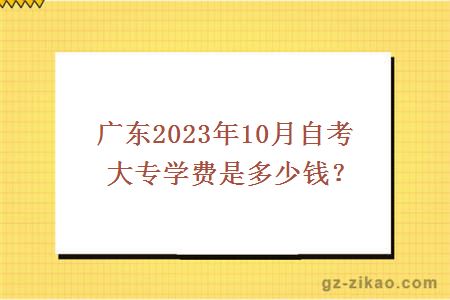 广东2023年10月自考大专学费是多少？
