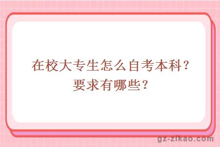 在校大专生怎么自考本科？要求有哪些？