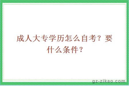 成人大专学历怎么自考？要什么条件？