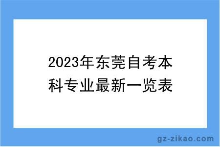 2023年东莞自考本科专业最新一览表