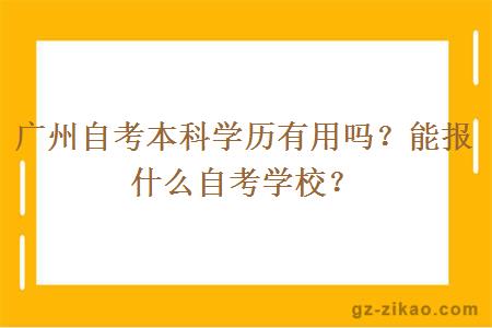 广州自考本科学历有用吗？能报什么自考学校？