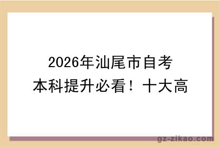 2026年汕尾市自考本科提升必看！十大高口碑教学点推荐