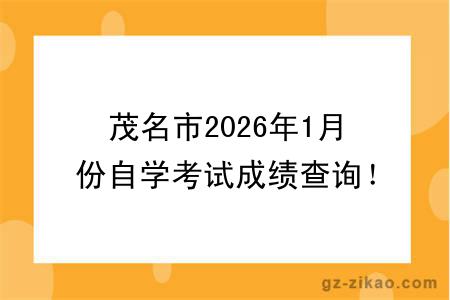 茂名市2026年1月份自学考试成绩查询！附成绩查询入口+查询步骤
